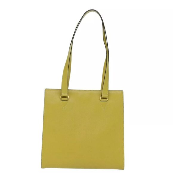 CELINE Tote Bag Leather Yellow Auth - Picture 1 of 16